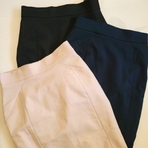 *Bundle* H&M High-Waist Pencil Skirts, Black/Navy/Cream, Sz 2